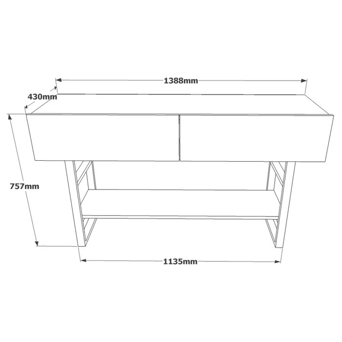 Hanah Home Consola Ml24-A Moderna Industrial Pino Atlántico con Espejo